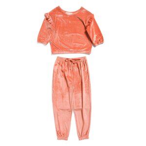 MABEL AND HONEY Orange Girls 2pc Buttercup Ribbed Top And Pants Set